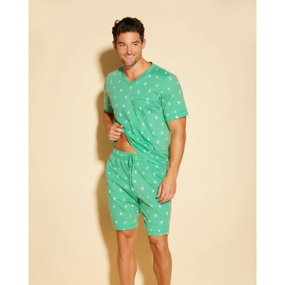 Men's Luxury Cotton Pajama Set by Cosabella – V-Neck‎ Tee & Shorts Combo size L